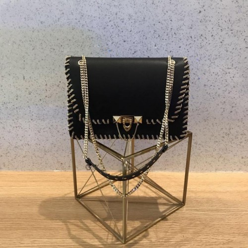 Geantă din piele VALENTINO Neagră 2046 Lanț de aur