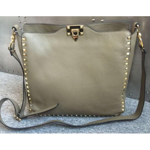 Geantă Valentino Garavani Rockstud Hobo VO84499 Gri