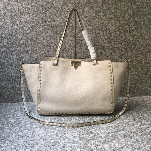 Geantă Valentino Garavani Rockstud Tote Bag Original Leather 1917B albă