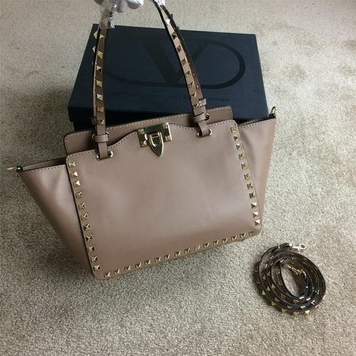 Geantă Valentino Garavani Rockstud Mini Tote din piele originală VG1916 bej