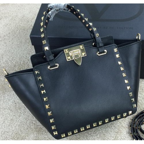 Geantă tote Mini Rockstud Valentino Garavani Piele Originală VG1918 Negru