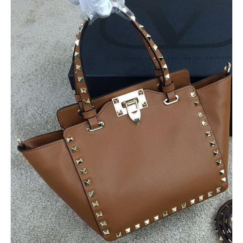 Valentino Garavani Rockstud Mini Geantă Tote Piele Originală VG1918 Grâu