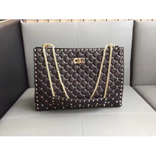 Geantă de cumpărături Valentino Starry Series, piele de oaie originală, 0346, neagră