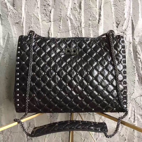 Geantă de cumpărături Valentino Starry Series Original Leather 0346 Negru