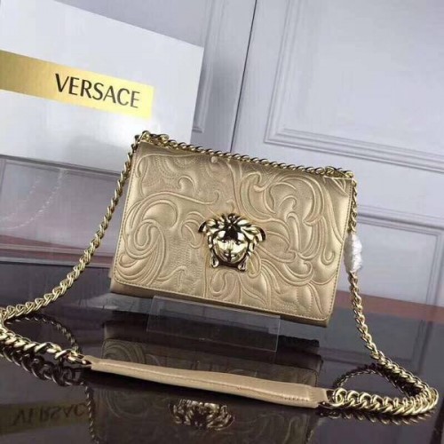 Geantă de umăr din piele de vițel Versace VS178 aurie