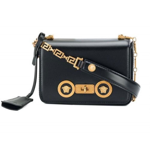 Geantă de umăr din piele de vițel Versace VS199 neagră