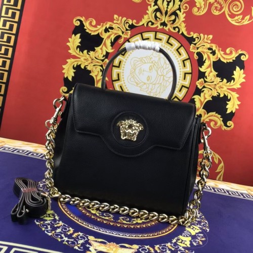 Geantă Versace Original medie din piele de vițel FS1041 neagră