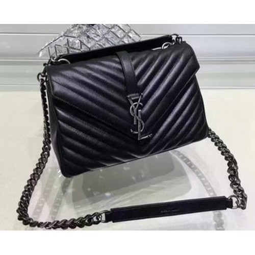 Geantă YSL Classic Monogramme Flap din piele de vițel Y22369 neagră