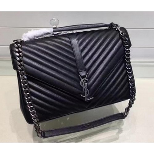 Geantă YSL Classic Monogramme Flap din piele de vițel Y22370 neagră