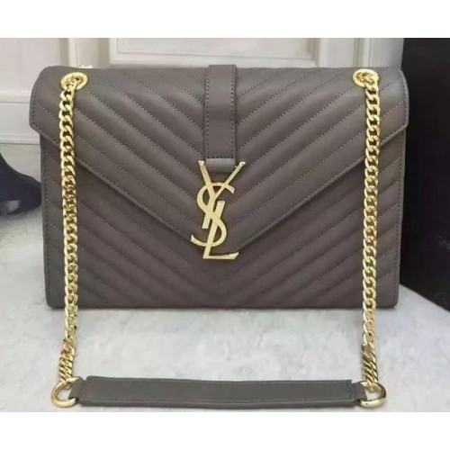 Geantă YSL Classic Monogramme Flap din piele de vițel Y26588 gri