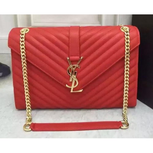Geantă YSL Classic Monogramme Flap din piele de vițel Y26588 roșie