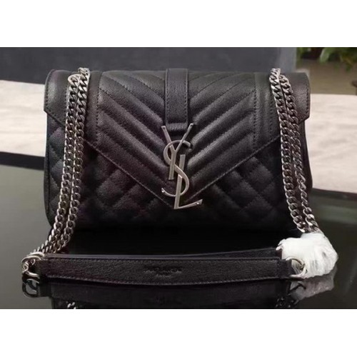 Geantă YSL Classic Monogramme Flap din piele de vițel Y268033 Negru