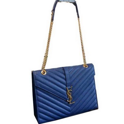 YSL Classic Monogram Flap Bag Model Cannage 311224 Albastru