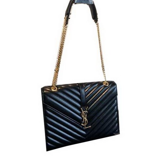 Geantă YSL Classic Monogramme Flap din piele netedă 311224 Negru