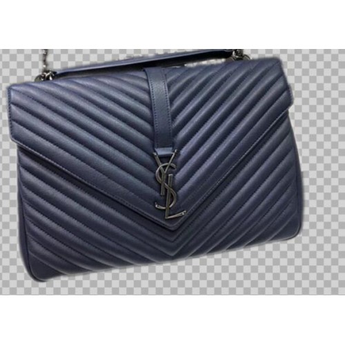 Geantă YSL Classic Monogramme Original din piele cu clapă Y392738 albastră