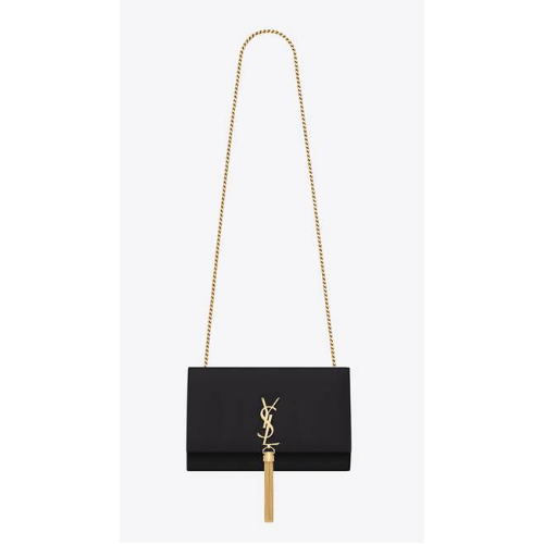 YSL KATE MEDIUM CU CRUCIURI DIN PIELE NETEDĂ 354119C negru