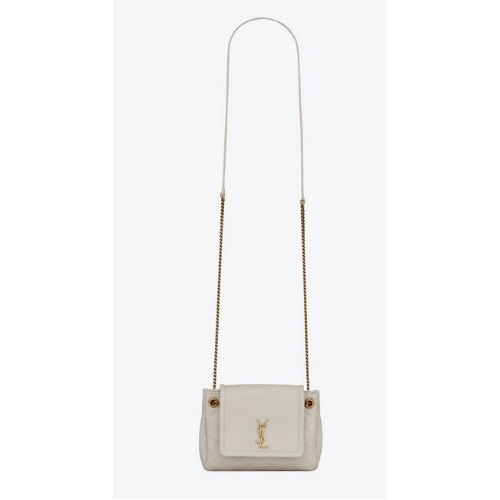 YSL MONOGRAM MINI NOLITA DIN PIELE DE LAM 672738 ALB VINTAGE