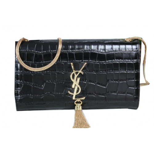 Geantă de umăr YSL Monogram Crossbody Leather Croco Y311214 Negru