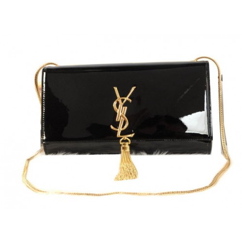 Geantă de umăr YSL Monogram Crossbody din piele lăcuită Y311214 Negru