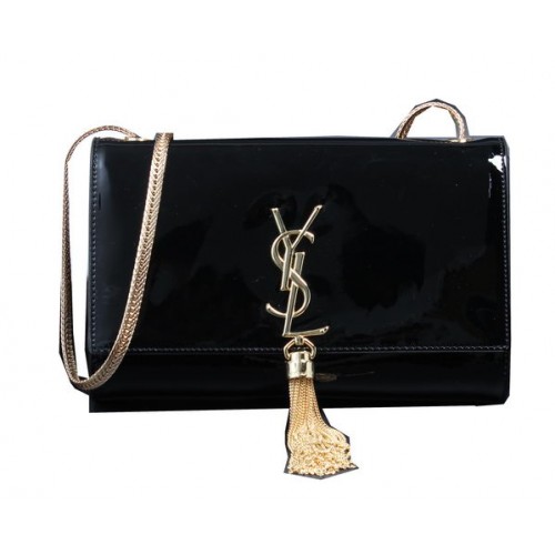 Geantă de umăr YSL Monogramme Crossbody din piele lăcuită Y311218 Negru