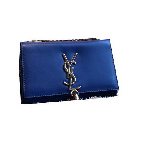 Geantă de umăr YSL Monogramme Crossbody din piele netedă Y311218 albastră