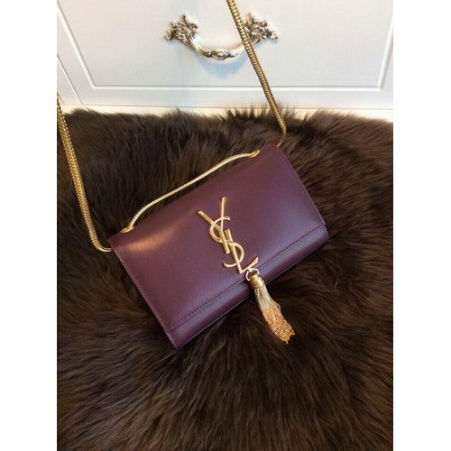 Geantă de umăr YSL Monogramme Crossbody din piele netedă Y311218 Burgundy