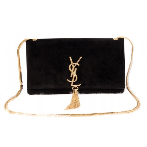 Geantă de umăr YSL Monogram Crossbody din piele întoarsă Y311214 Negru