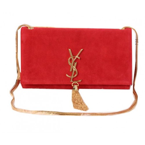 Geantă de umăr YSL Monogram Crossbody din piele întoarsă Y311214 Roșie