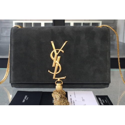 Genți de umăr YSL Monogramme Crossbody din piele întoarsă 311218 gri