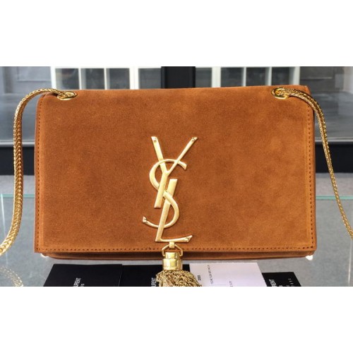 Genți de umăr YSL Monogramme Crossbody din piele întoarsă 311218 Grâu