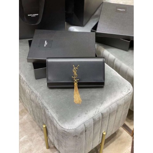 Geantă YSL Saint Laurent Kate medie Y306080 negru/auriu cu accesorii