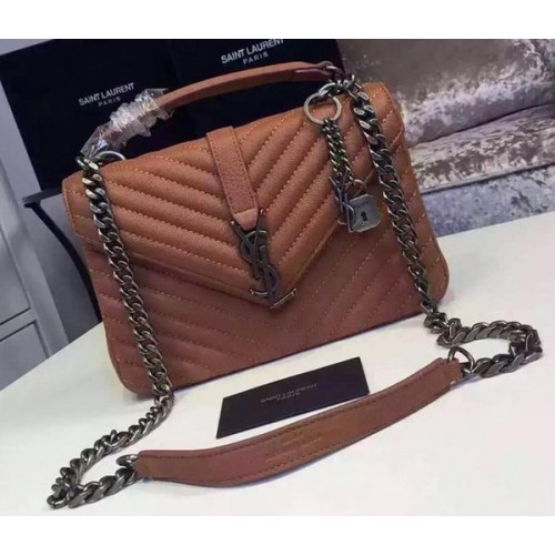 Geantă YSL mică cu monogramă clasică, model Cannage, maro, YSL4460