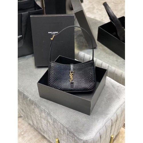 Geantă YSL LE 5 A 7 HOBO din piton mat Y687228 neagră