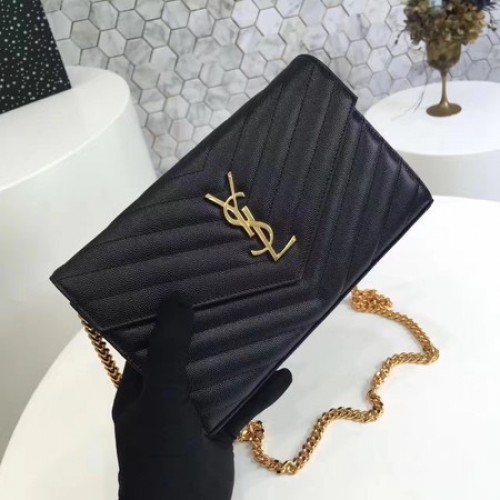 Geantă YSL WOC Classic Monogramme Flap Pattern Cannage Y1003 Negru