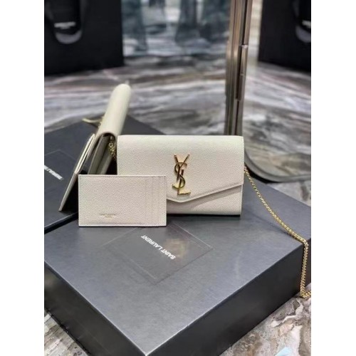 Geantă crossbody din piele de vițel Yves Saint Laurent Y707788 albă