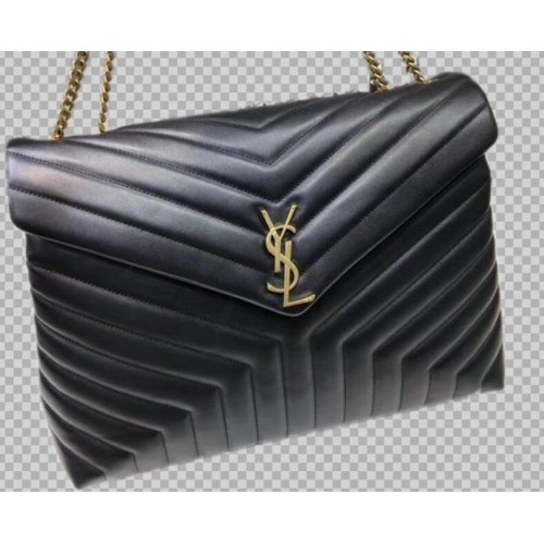 Geantă tote jumbo din piele de vițel Yves Saint Laurent neagră 464698 accesorii aurii