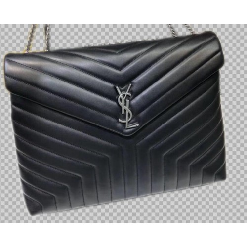 Geantă tote jumbo din piele de vițel Yves Saint Laurent neagră 464698 accesorii argintii