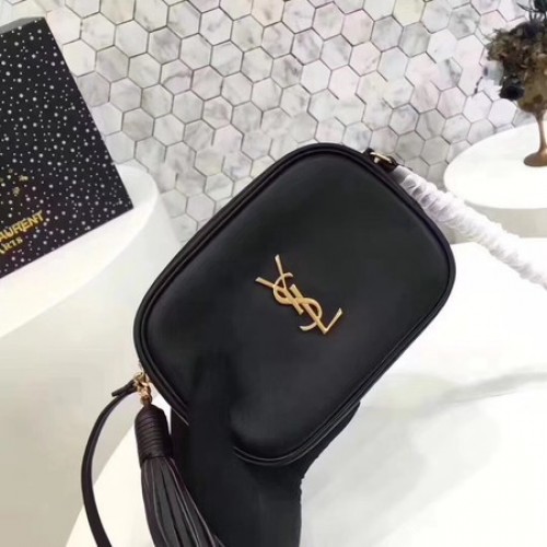 Geantă de umăr din piele de vițel Yves Saint Laurent 5804 Negru și auriu