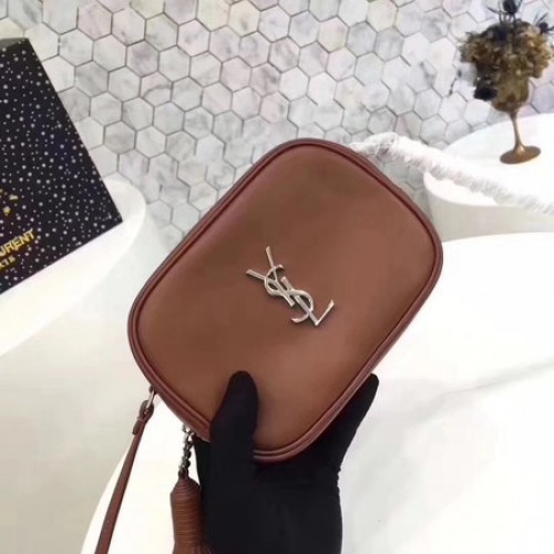 Geantă de umăr din piele de vițel Yves Saint Laurent 5804 maro