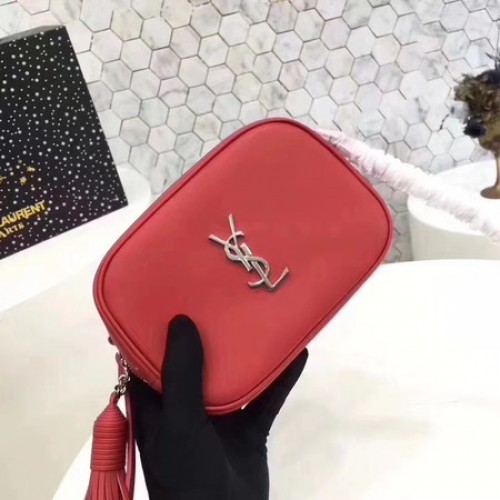 Geantă de umăr din piele de vițel Yves Saint Laurent 5804 Roșu