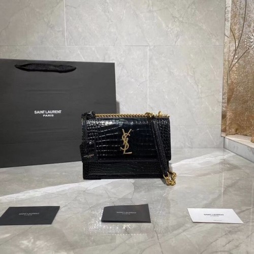 Geantă de umăr din piele de vițel Yves Saint Laurent Y542206A, metal negru și auriu