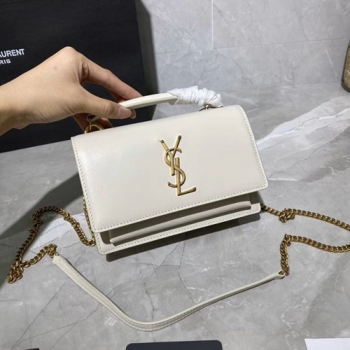 Geantă de umăr din piele de vițel Yves Saint Laurent Y533036, metal alb și auriu