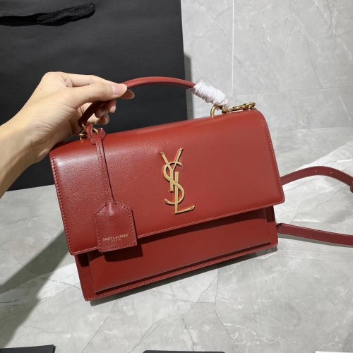 Geantă tote din piele de vițel Yves Saint Laurent Y634723 roșie