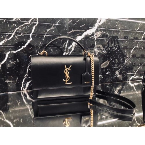 Geantă tote din piele de vițel Yves Saint Laurent Y634723 neagră