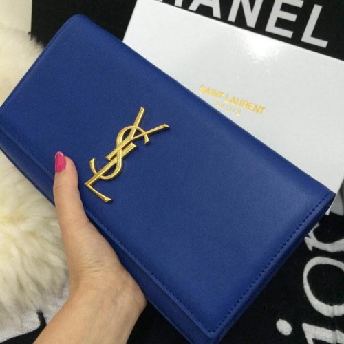 Yves Saint Laurent Clutch clasic cu monogramă 30210 albastru
