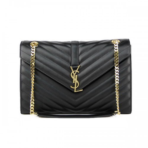 Geantă Yves Saint Laurent Classic Monogram Flap Y2039 Neagră