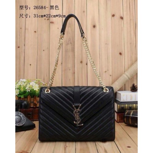 Geantă Yves Saint Laurent Classic Monogram Flap Y26584 Neagră