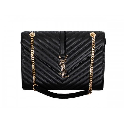 Geantă Yves Saint Laurent Classic Monogram Flap Y8245 Negru
