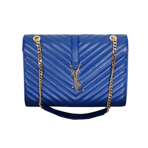 Geantă Yves Saint Laurent Classic Monogram Flap Y8245 Albastră