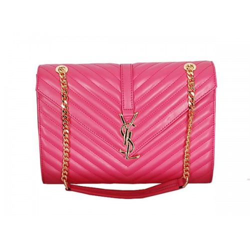 Geantă Yves Saint Laurent Classic Monogram Flap Y8245 Roz